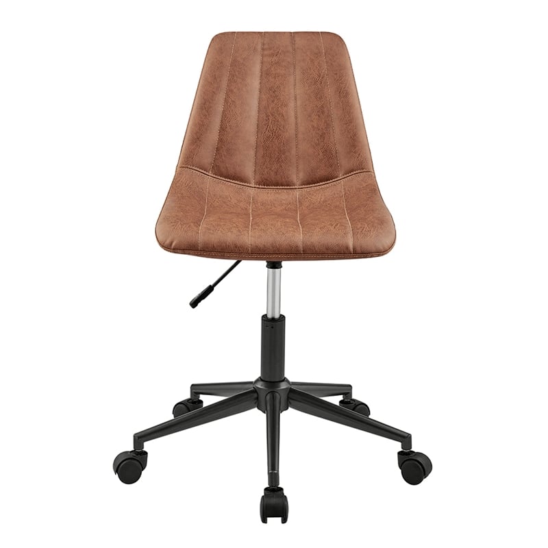 NPD Furniture Robert Swivel Modern Faux Leather Office Chair in Umber Brown