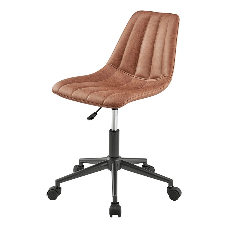 NPD Furniture Robert Swivel Modern Faux Leather Office Chair in Umber Brown