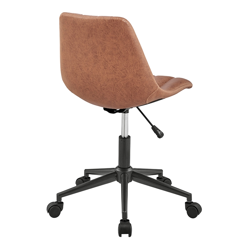 NPD Furniture Robert Swivel Modern Faux Leather Office Chair in Umber Brown