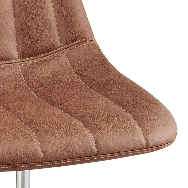 NPD Furniture Robert Swivel Modern Faux Leather Office Chair in Umber Brown