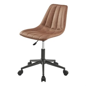 NPD Furniture Robert Swivel Modern Faux Leather Office Chair in Umber Brown