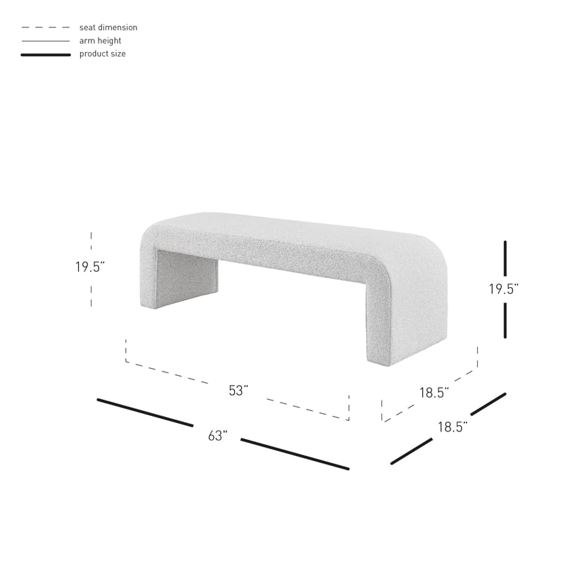 NPD Furniture Vioreen Modern Fabric Bench in Boucle Beige