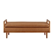 NPD Furniture William Mid-Century Faux Leather Bench in Vintage Cider Brown