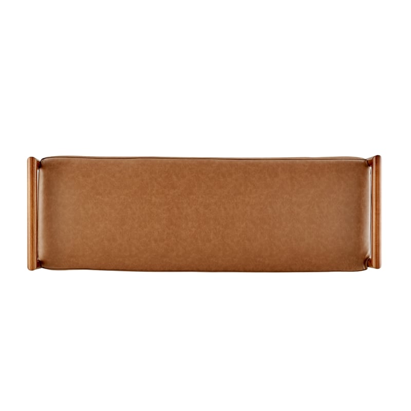 NPD Furniture William Mid-Century Faux Leather Bench in Vintage Cider Brown