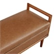NPD Furniture William Mid-Century Faux Leather Bench in Vintage Cider Brown