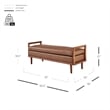NPD Furniture William Mid-Century Faux Leather Bench in Vintage Cider Brown
