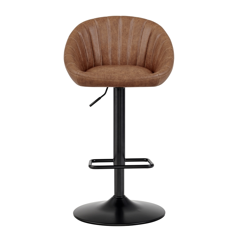 NPD Furniture Watson Faux Leather Gaslift Swivel Bar Stool in Umber Brown