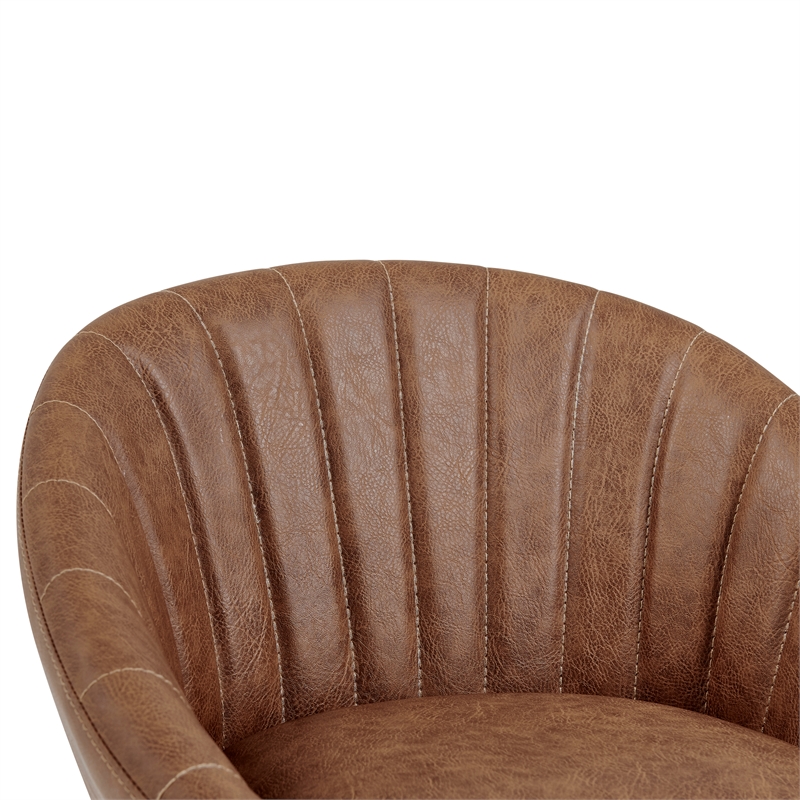 NPD Furniture Watson Faux Leather Gaslift Swivel Bar Stool in Umber Brown