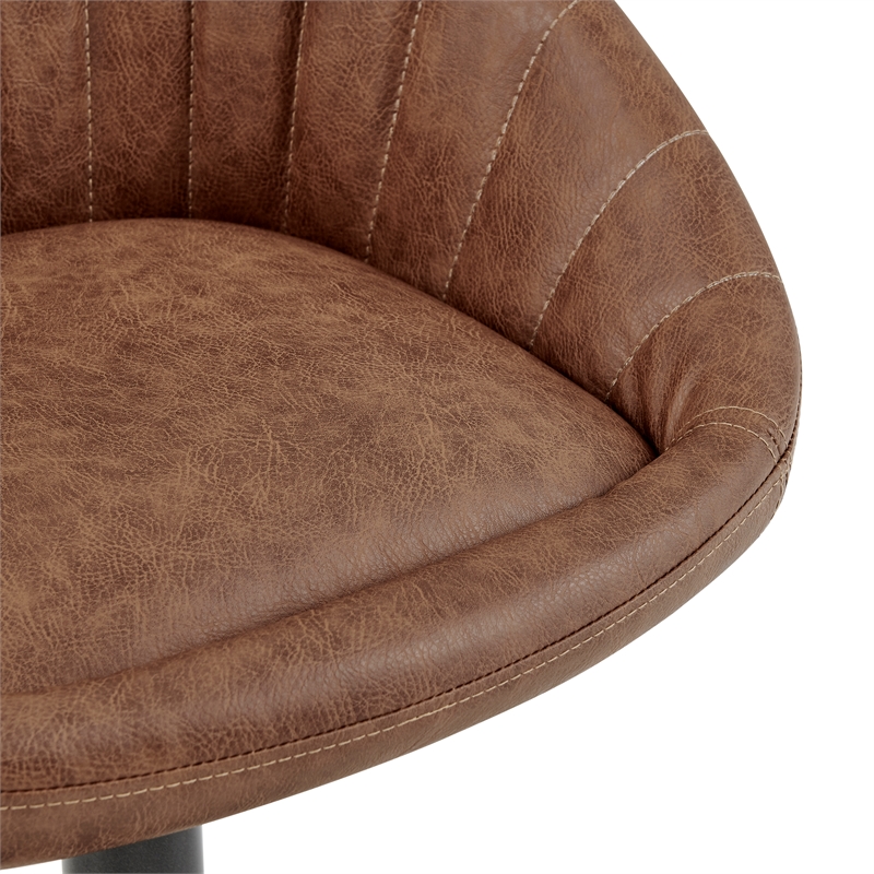 NPD Furniture Watson Faux Leather Gaslift Swivel Bar Stool in Umber Brown