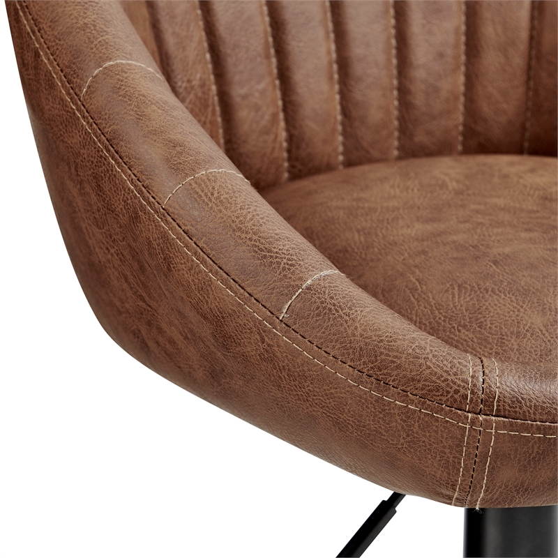 NPD Furniture Watson Faux Leather Gaslift Swivel Bar Stool in Umber Brown