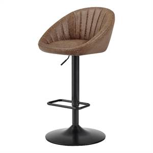 New Pacific Direct Watson Faux Leather Gaslift Swivel Bar Stool in Umber Brown