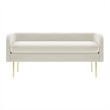 NPD Furniture Marsha KD Velvet Fabric Bench in Dainty Cream