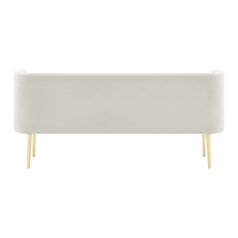 NPD Furniture Marsha KD Velvet Fabric Bench in Dainty Cream