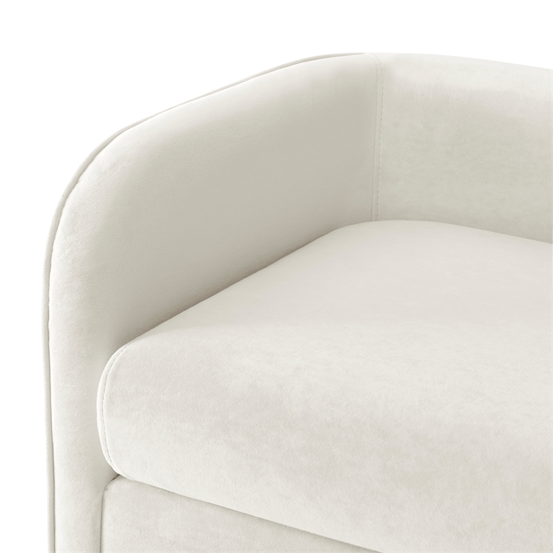 NPD Furniture Marsha KD Velvet Fabric Bench in Dainty Cream