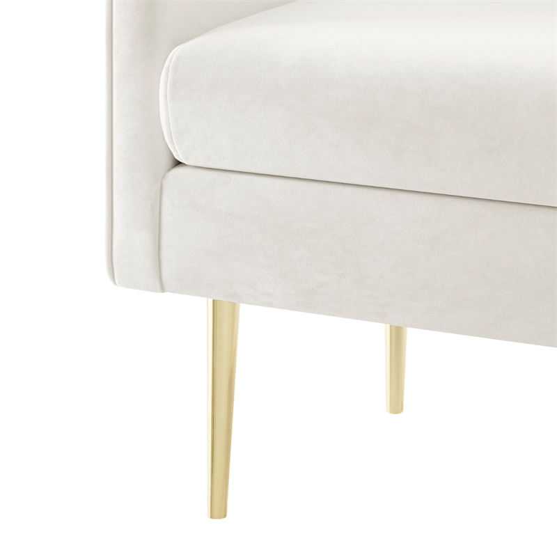 NPD Furniture Marsha KD Velvet Fabric Bench in Dainty Cream
