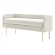 NPD Furniture Marsha KD Velvet Fabric Bench in Dainty Cream