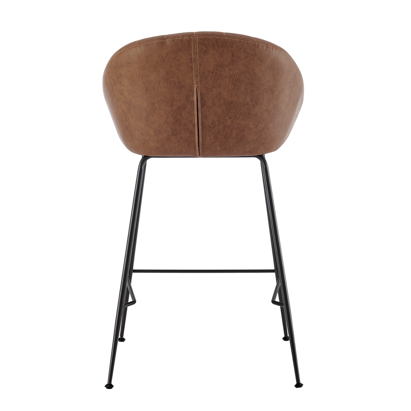 NPD Furniture Watson Faux Leather Counter Stool in Umber Brown (Set of 2)