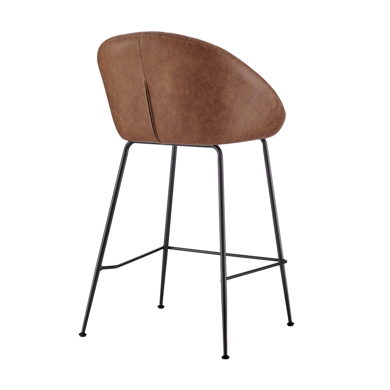 NPD Furniture Watson Faux Leather Counter Stool in Umber Brown (Set of 2)