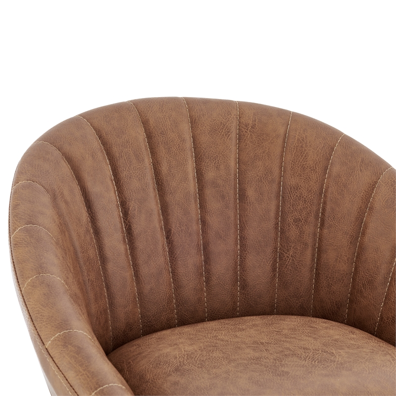 NPD Furniture Watson Faux Leather Counter Stool in Umber Brown (Set of 2)