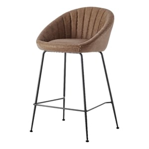 New Pacific Direct Watson Faux Leather Counter Stool in Umber Brown (Set of 2)