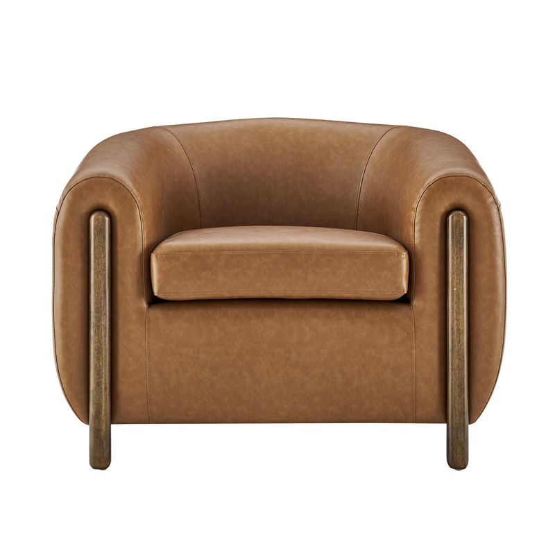 NPD Furniture Cordelia Faux Leather Accent Arm Chair in Vintage Cider