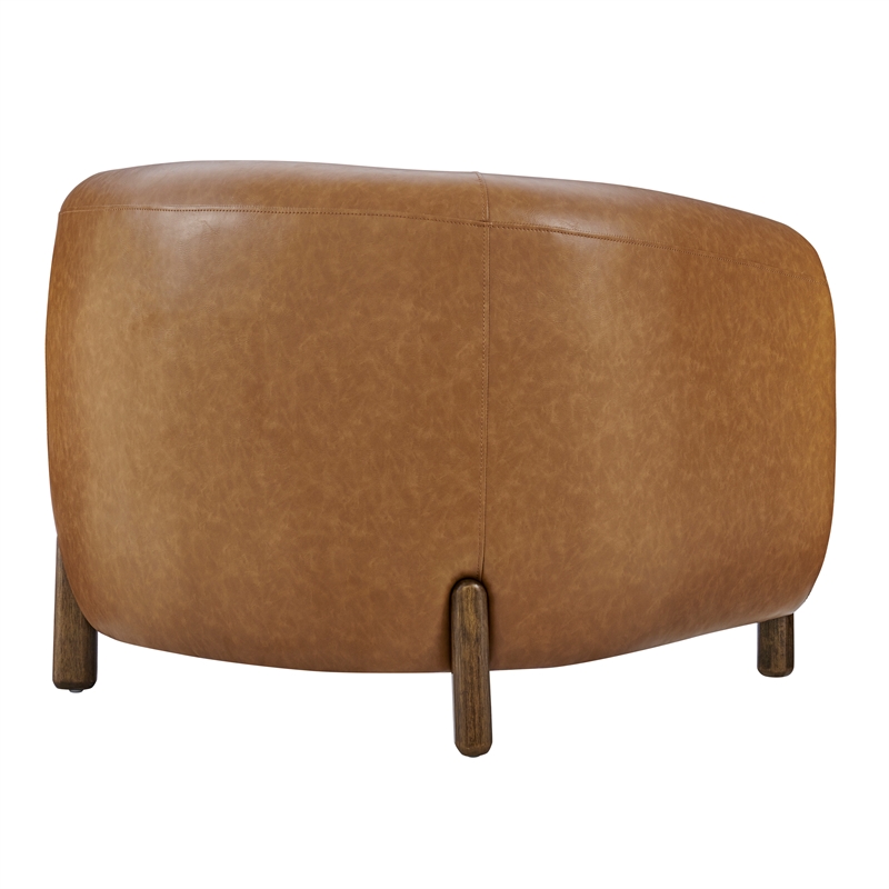 NPD Furniture Cordelia Faux Leather Accent Arm Chair in Vintage Cider