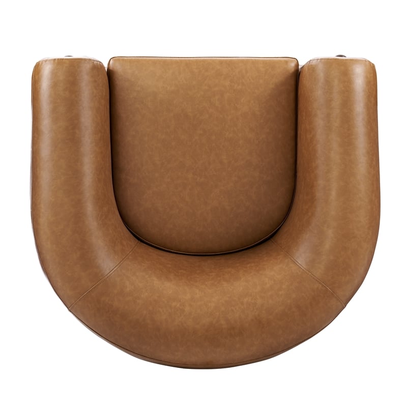 NPD Furniture Cordelia Faux Leather Accent Arm Chair in Vintage Cider