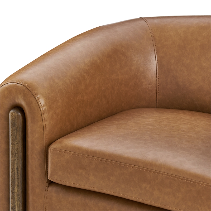 NPD Furniture Cordelia Faux Leather Accent Arm Chair in Vintage Cider
