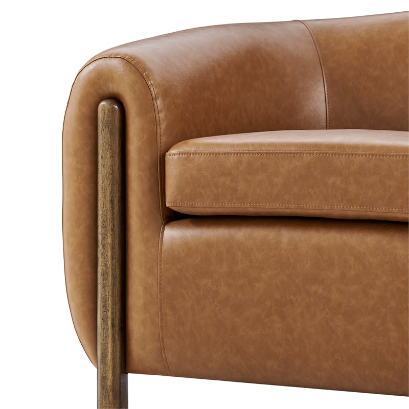 NPD Furniture Cordelia Faux Leather Accent Arm Chair in Vintage Cider