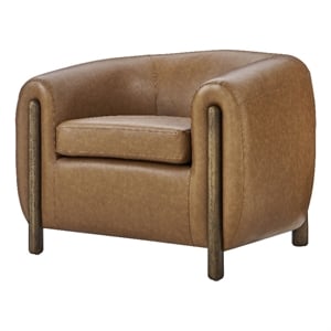 NPD Furniture Cordelia Faux Leather Accent Arm Chair in Vintage Cider