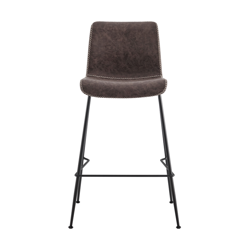 NPD Furniture Jayden Faux Leather Counter Stool in Coffee Brown (Set of 2)
