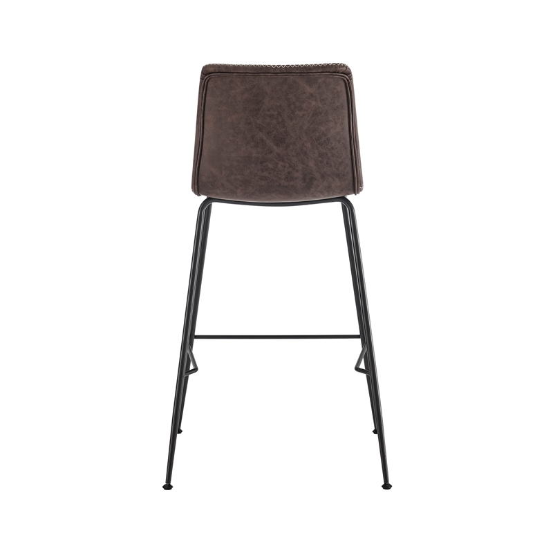 NPD Furniture Jayden Faux Leather Counter Stool in Coffee Brown (Set of 2)