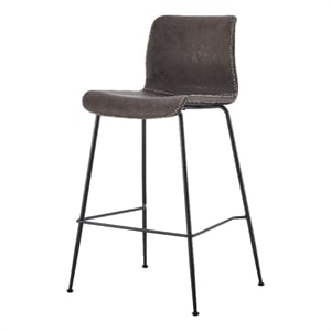 New Pacific Direct Jayden Faux Leather Counter Stool in Coffee Brown (Set of 2)