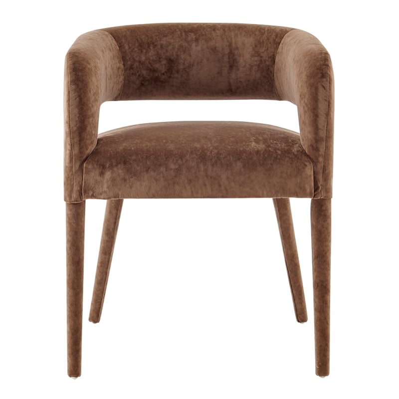 NPD Furniture Lauryn Velvet Dining Side Chair in Dainty Brown