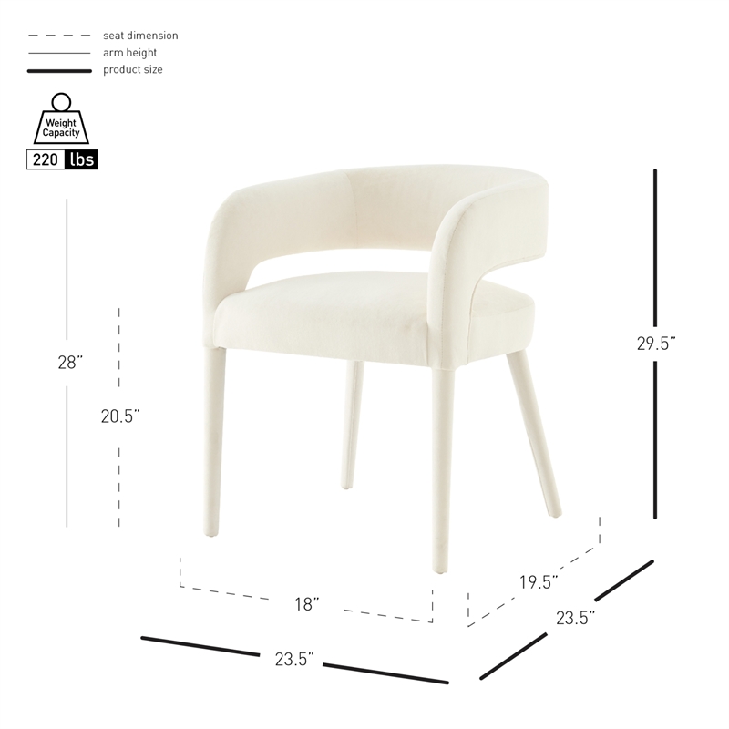 NPD Furniture Lauryn Velvet Dining Side Chair in Dainty Cream