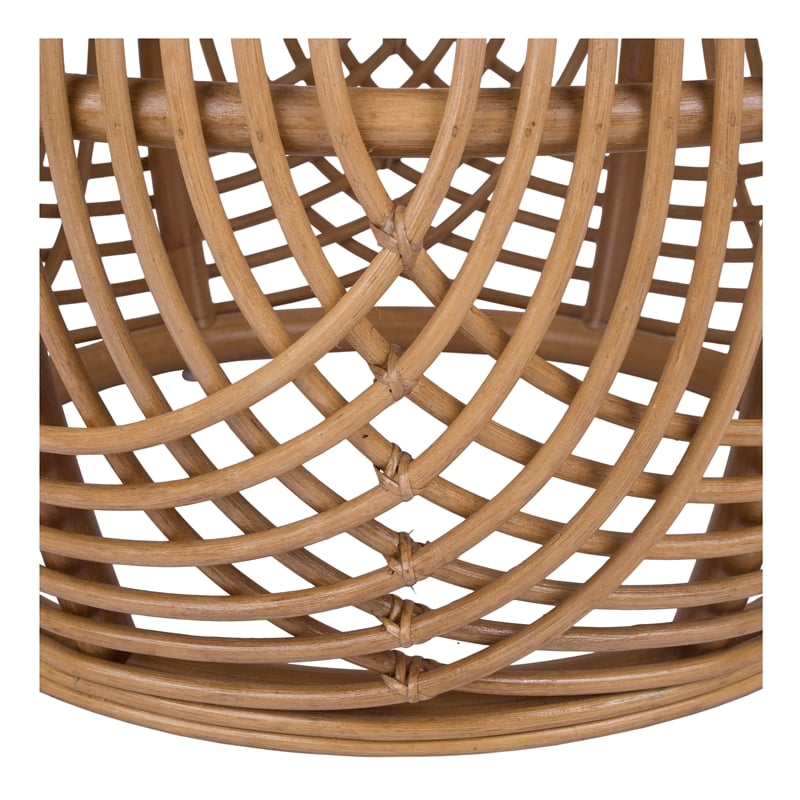 NPD Furniture Arlo Rattan Side/ End Table w/ Wood Top in Honey