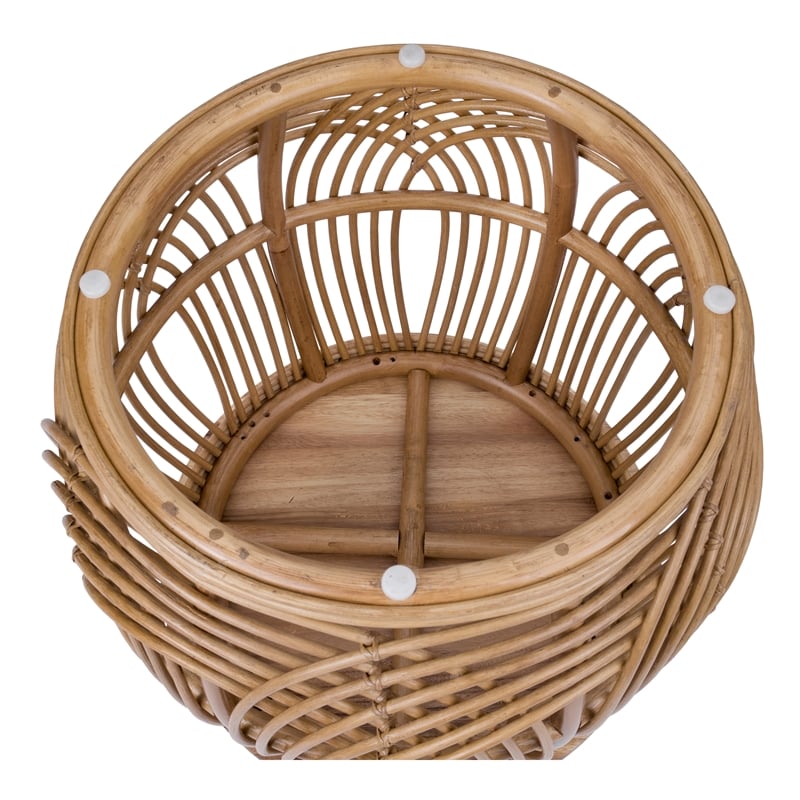 NPD Furniture Arlo Rattan Side/ End Table w/ Wood Top in Honey