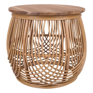 New Pacific Direct Arlo Rattan Side/ End Table w/ Wood Top in Honey