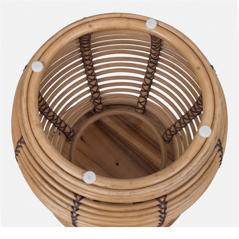 New Pacific Direct Quito Rattan Side/ End Table w/ Wood Top in Honey