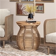 New Pacific Direct Quito Rattan Side/ End Table w/ Wood Top in Honey