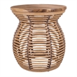 New Pacific Direct Quito Rattan Side/ End Table w/ Wood Top in Honey