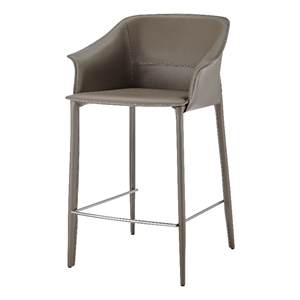 New Pacific Direct Callie Recycled Leather Counter Stool in Light Mocha