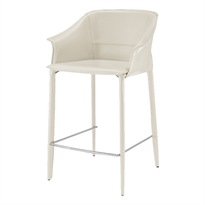 New Pacific Direct Callie Recycled Leather Counter Stool in Vanilla