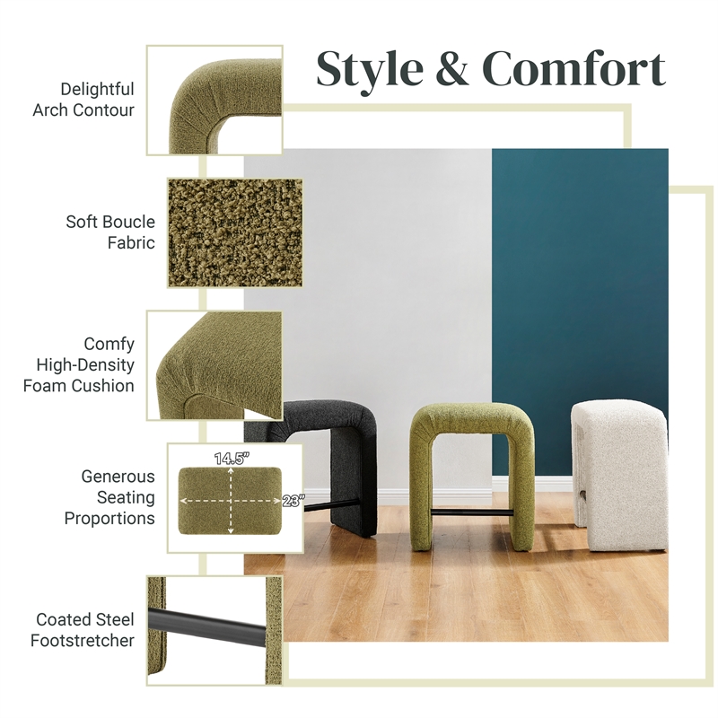 NPD Furniture Jovanka Fabric Counter Stool in Palladian Green