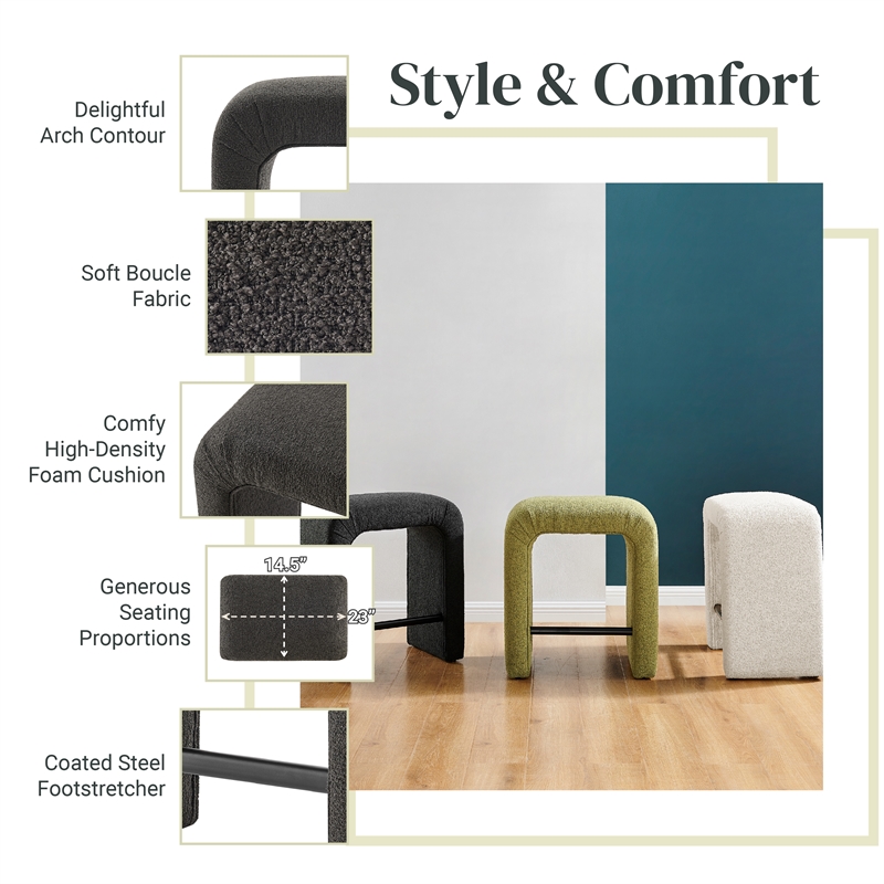 NPD Furniture Jovanka Fabric Counter Stool in Palladian Charcoal