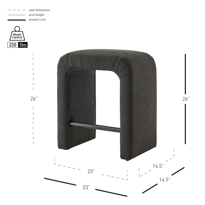NPD Furniture Jovanka Fabric Counter Stool in Palladian Charcoal