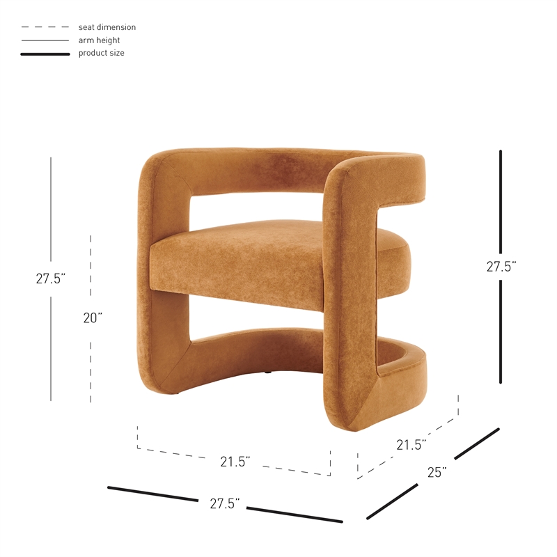 New Pacific Direct Althea Velvet Accent Arm Chair in Dainty Caramel