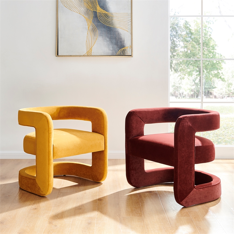 New Pacific Direct Althea Velvet Accent Arm Chair in Dainty Caramel