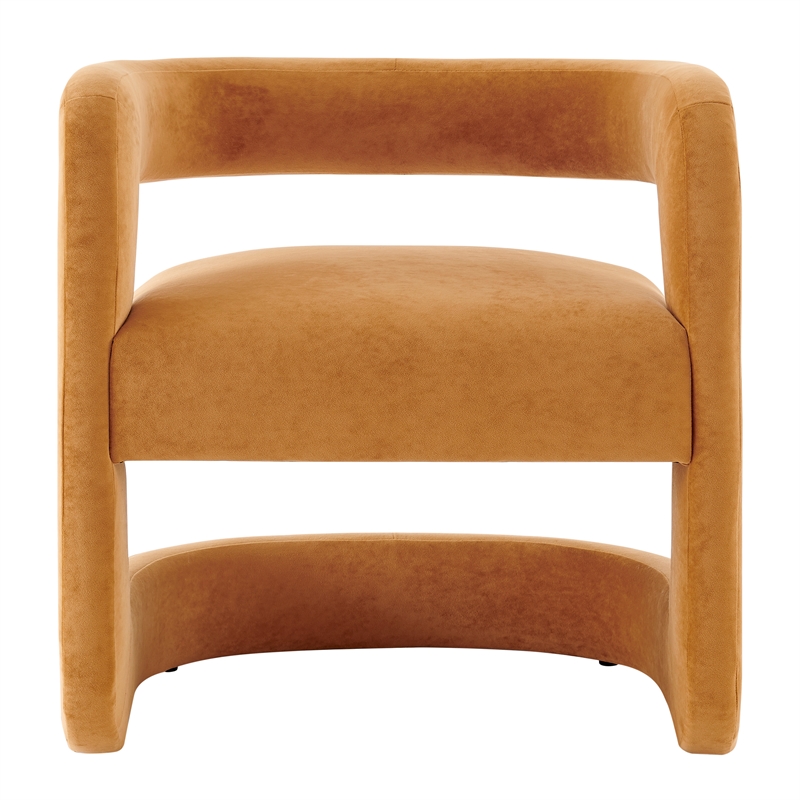 New Pacific Direct Althea Velvet Accent Arm Chair in Dainty Caramel