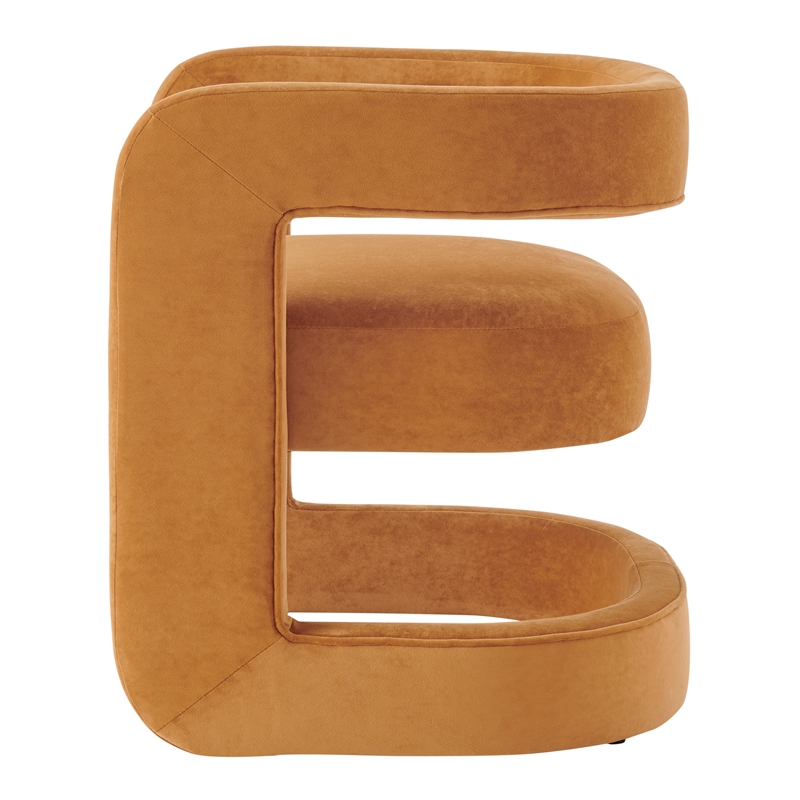 New Pacific Direct Althea Velvet Accent Arm Chair in Dainty Caramel